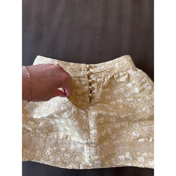 Juicy Couture Skirt Girls 7 Gold Metallic Heart Jacquard A-Line Side Buttons - Picture 6 of 11